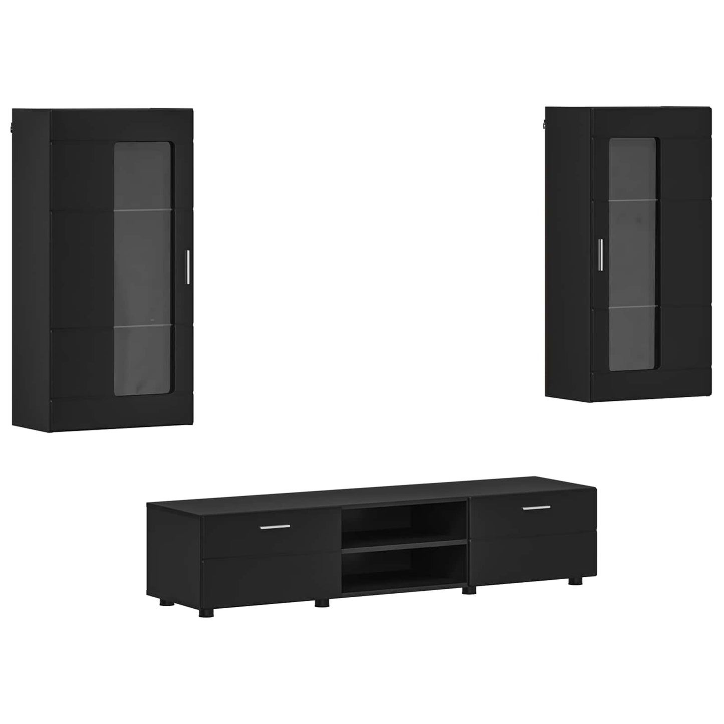 vidaXL TV Cabinet Set FLORIN 3 pcs Black Engineered Wood 2