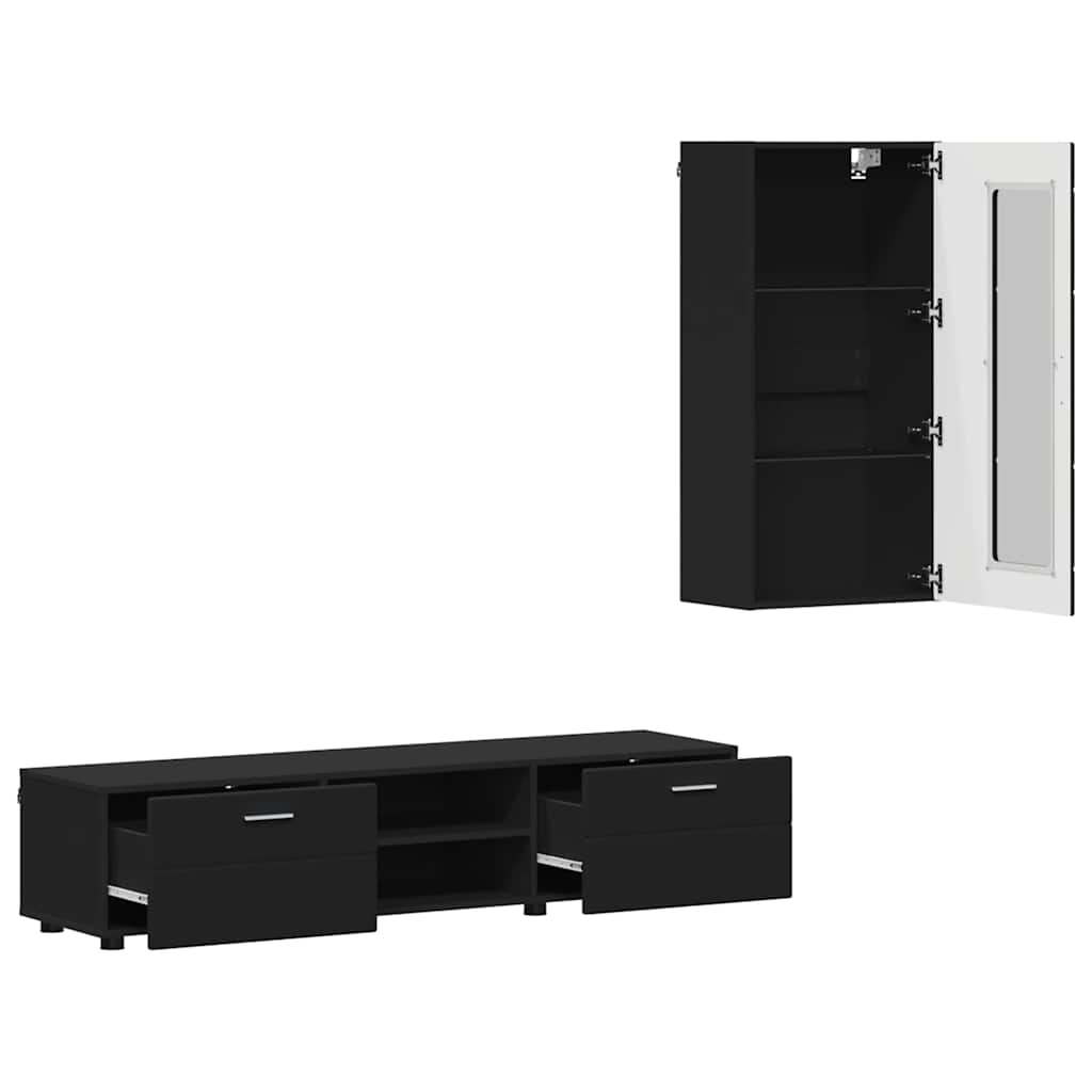 vidaXL TV Cabinet Set FLORIN 3 pcs Black Engineered Wood 5