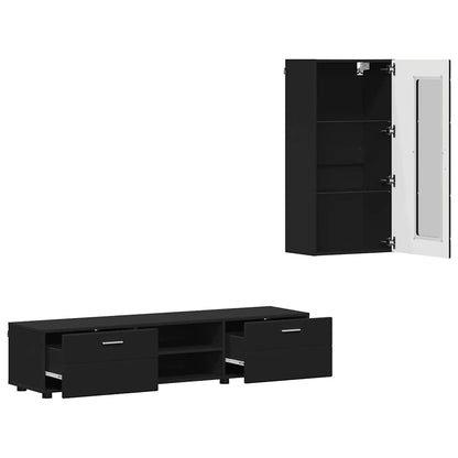 vidaXL TV Cabinet Set FLORIN 3 pcs Black Engineered Wood 5