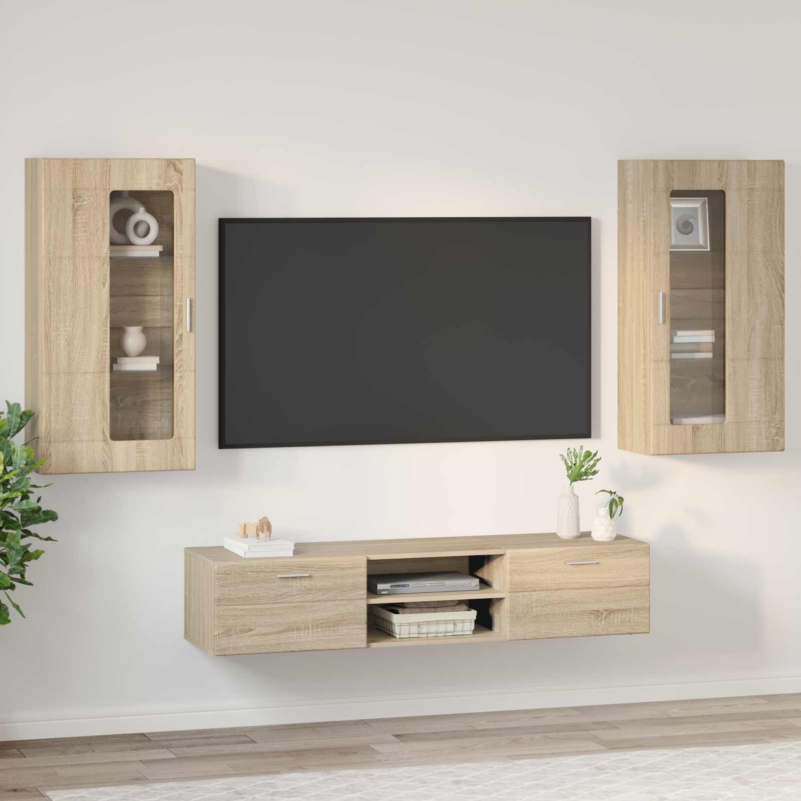 vidaXL TV Cabinet Set FLORIN 3 pcs Sonoma Oak Engineered Wood 4