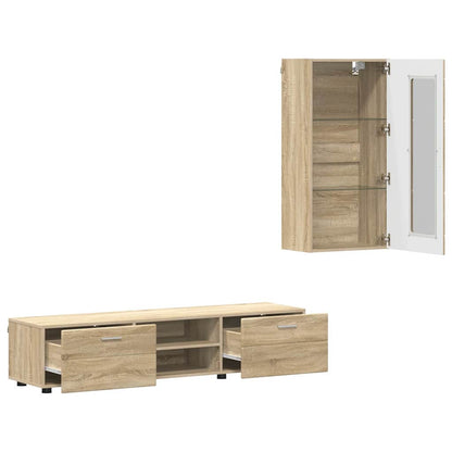 vidaXL TV Cabinet Set FLORIN 3 pcs Sonoma Oak Engineered Wood 5