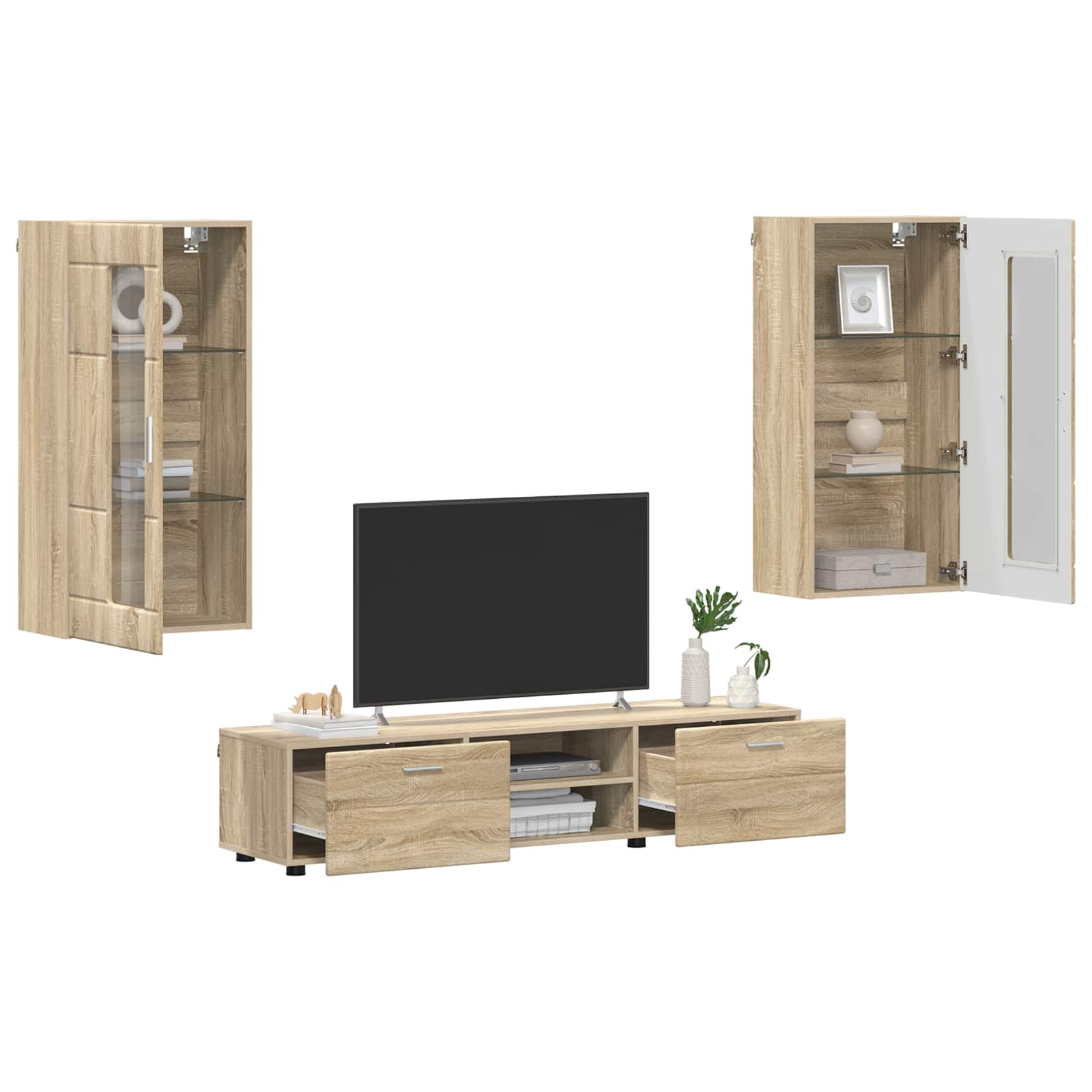 vidaXL TV Cabinet Set FLORIN 3 pcs Sonoma Oak Engineered Wood 3