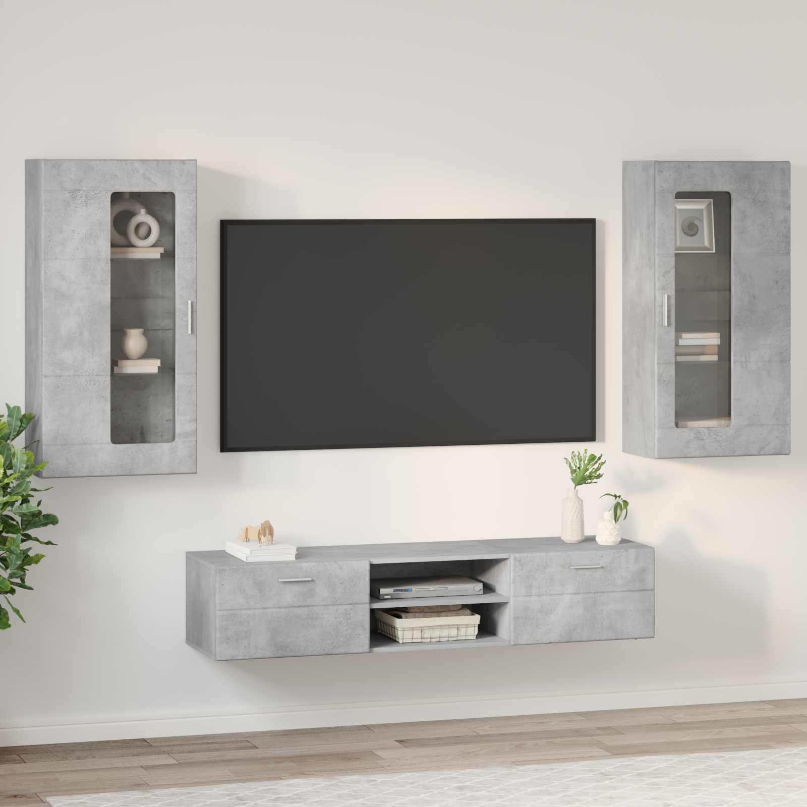 vidaXL TV Cabinet Set FLORIN 3 pcs Concrete Grey Engineered Wood 4