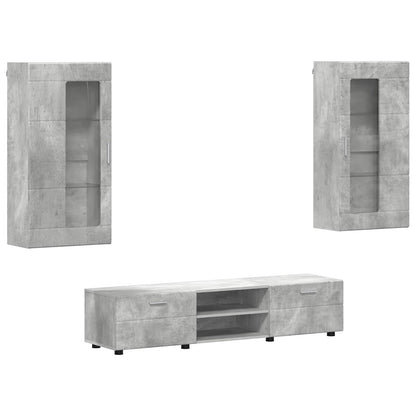 vidaXL TV Cabinet Set FLORIN 3 pcs Concrete Grey Engineered Wood 2
