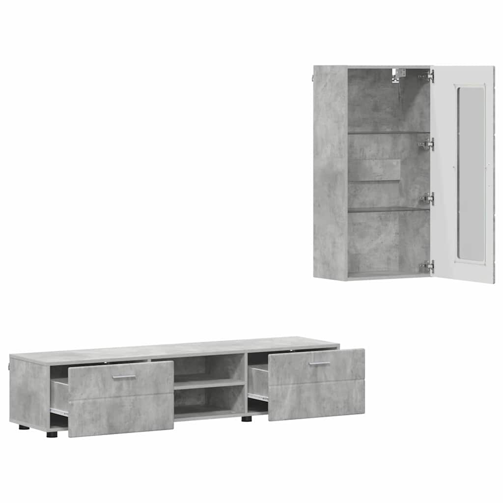 vidaXL TV Cabinet Set FLORIN 3 pcs Concrete Grey Engineered Wood 5