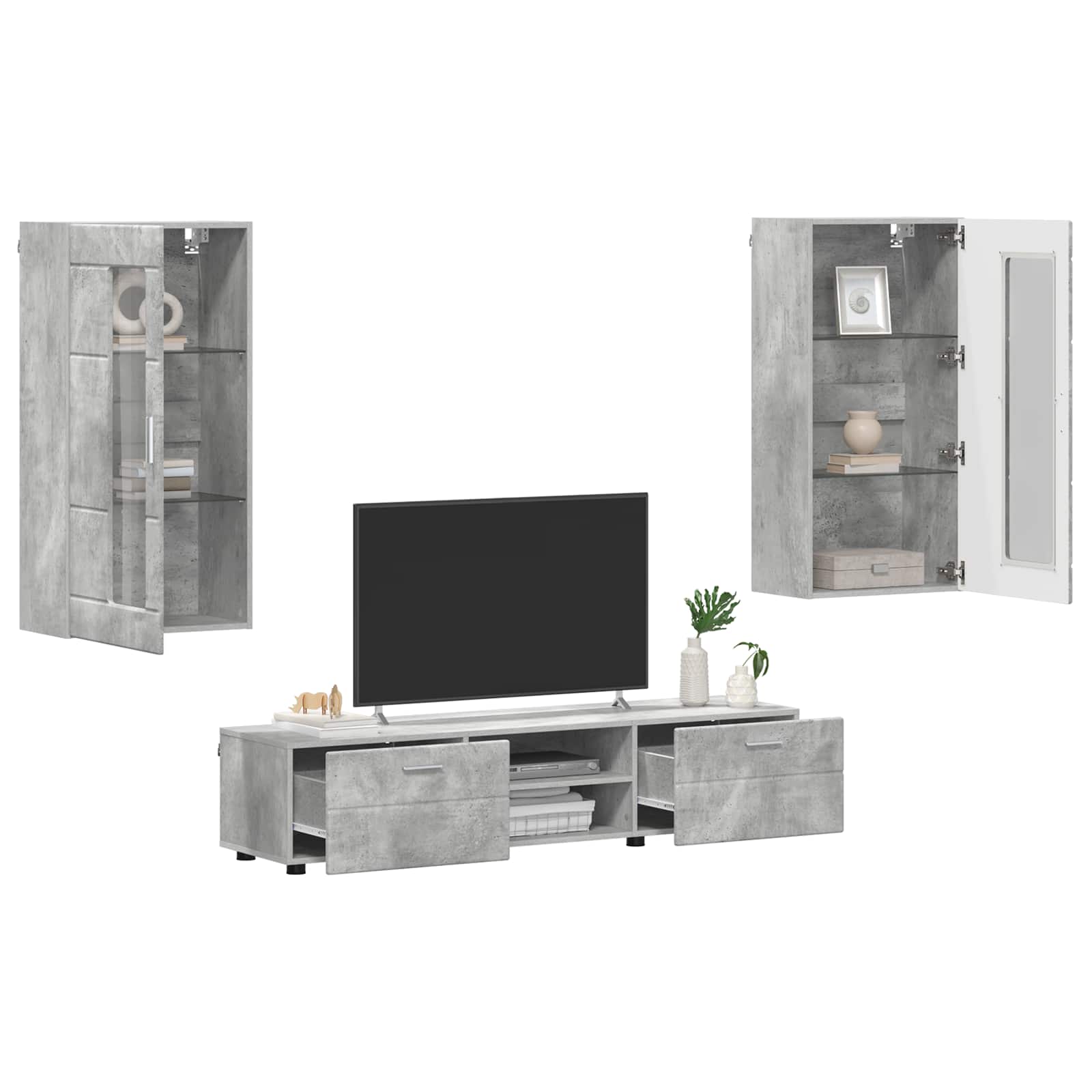 vidaXL TV Cabinet Set FLORIN 3 pcs Concrete Grey Engineered Wood 3