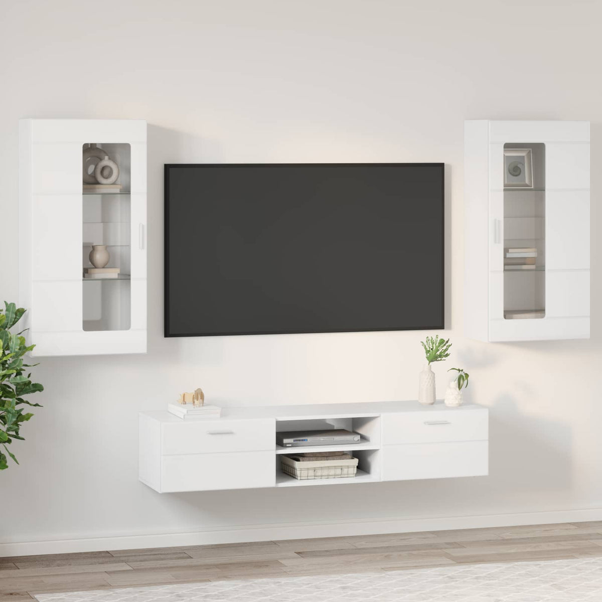 vidaXL TV Cabinet Set FLORIN 3 pcs High Gloss White Engineered Wood 4