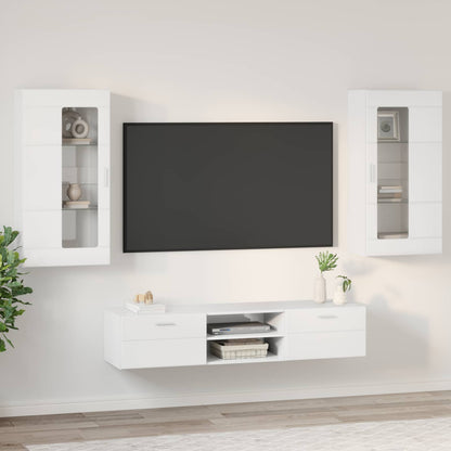 vidaXL TV Cabinet Set FLORIN 3 pcs High Gloss White Engineered Wood 4
