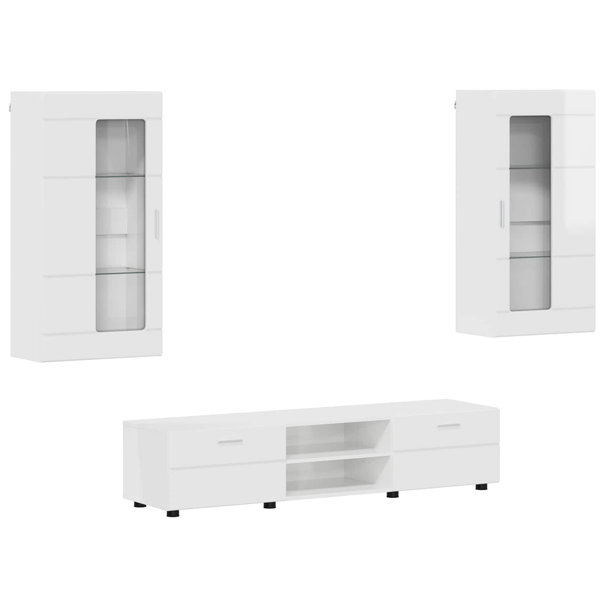 vidaXL TV Cabinet Set FLORIN 3 pcs High Gloss White Engineered Wood 2