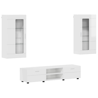 vidaXL TV Cabinet Set FLORIN 3 pcs High Gloss White Engineered Wood 2