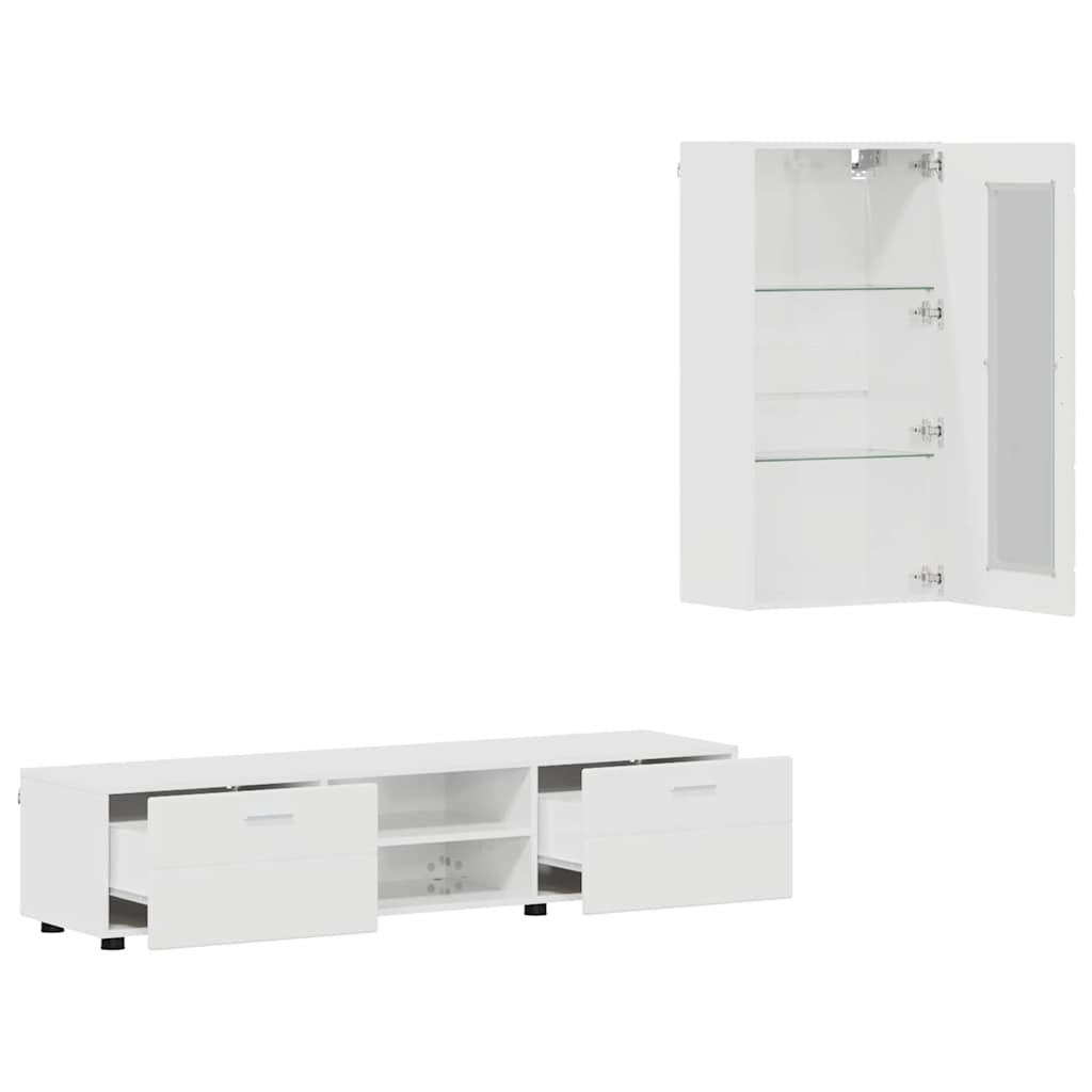vidaXL TV Cabinet Set FLORIN 3 pcs High Gloss White Engineered Wood 5