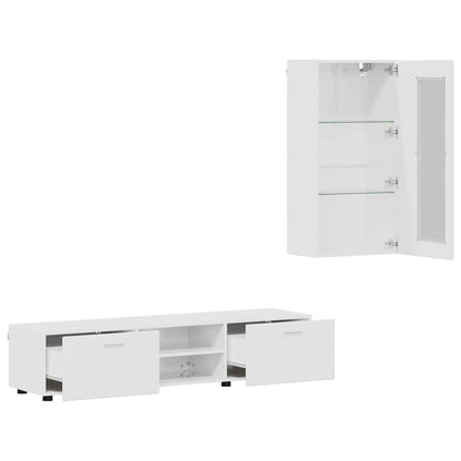 vidaXL TV Cabinet Set FLORIN 3 pcs High Gloss White Engineered Wood 5
