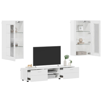 vidaXL TV Cabinet Set FLORIN 3 pcs High Gloss White Engineered Wood 3