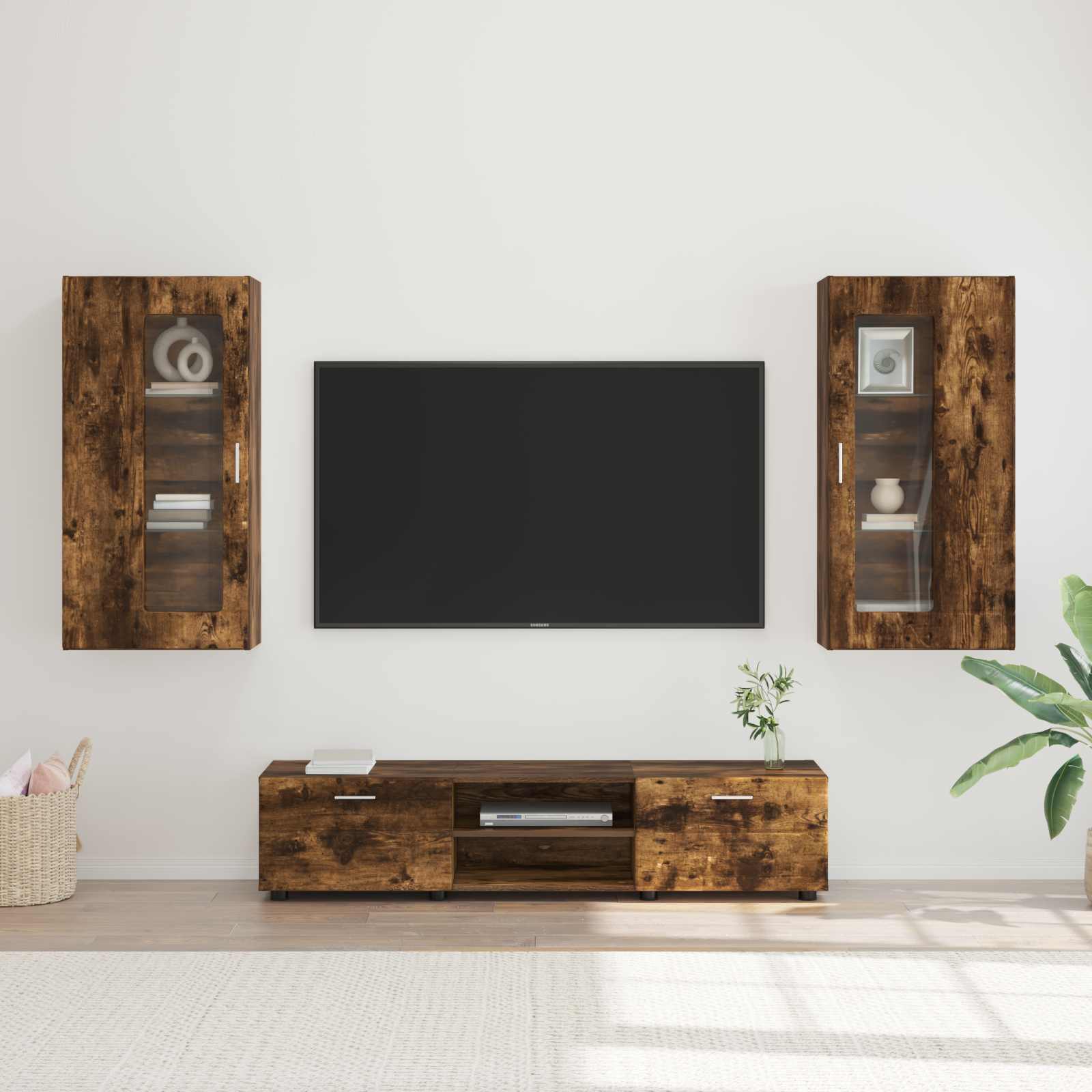 vidaXL TV Cabinet Set FLORIN 3 pcs Smoked Oak Engineered Wood 1