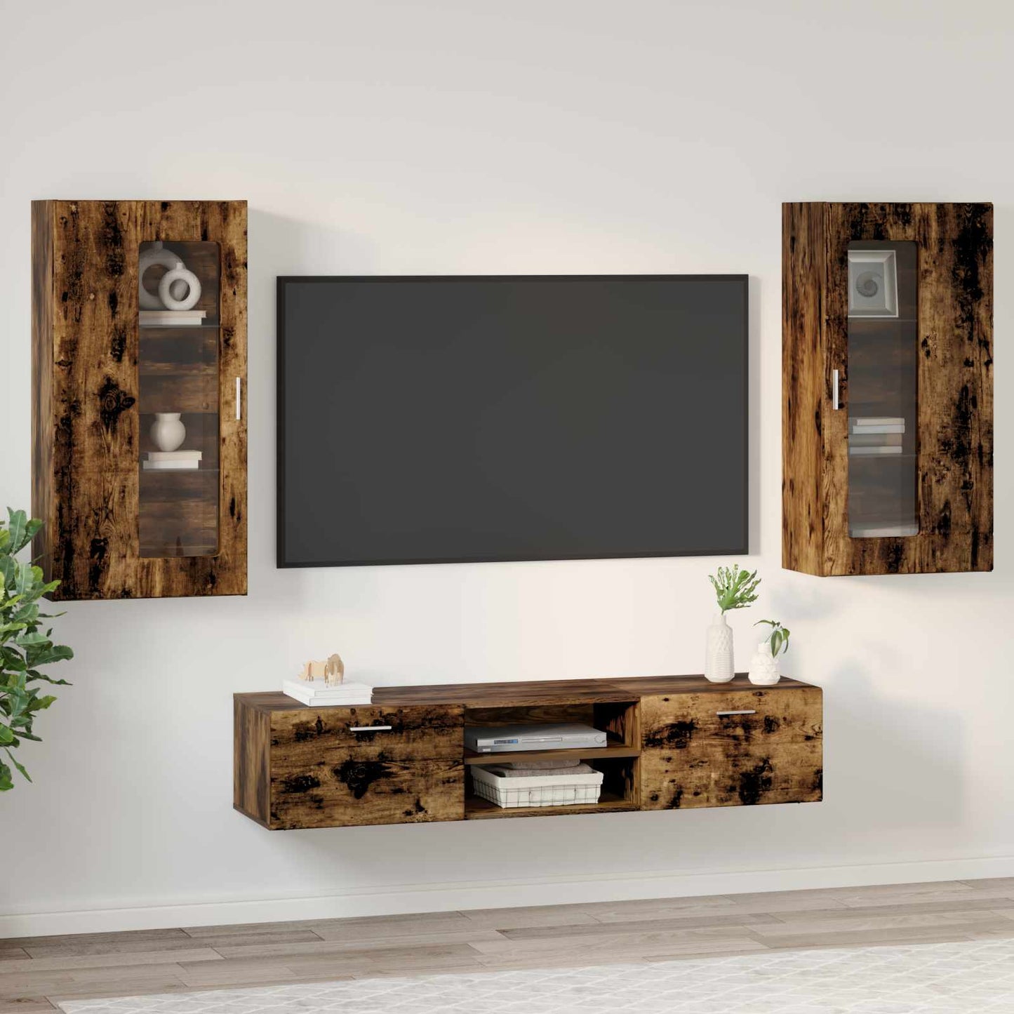 vidaXL TV Cabinet Set FLORIN 3 pcs Smoked Oak Engineered Wood 4