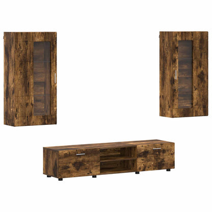 vidaXL TV Cabinet Set FLORIN 3 pcs Smoked Oak Engineered Wood 2