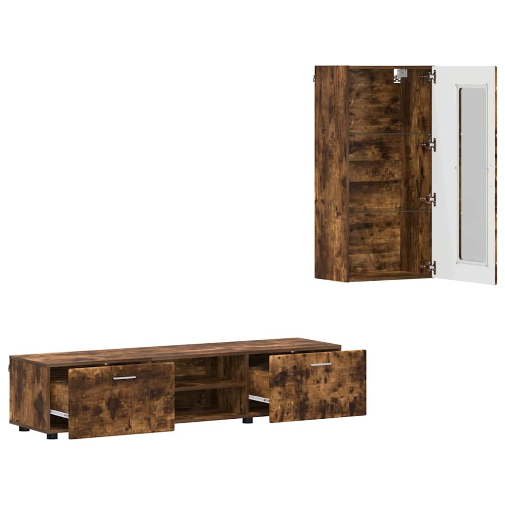 vidaXL TV Cabinet Set FLORIN 3 pcs Smoked Oak Engineered Wood 5