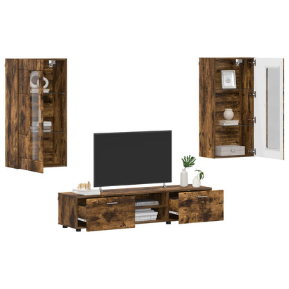 vidaXL TV Cabinet Set FLORIN 3 pcs Smoked Oak Engineered Wood 3