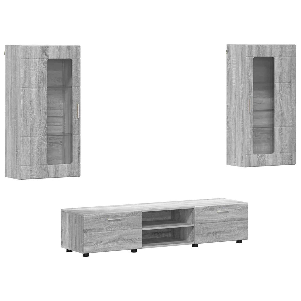 TV Cabinet Set FLORIN 3 pcs 150 x 39 x 30 cm Grey sonoma Wall cabinet +TV cabinet with 2 drawers