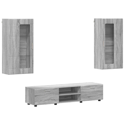 TV Cabinet Set FLORIN 3 pcs 150 x 39 x 30 cm Grey sonoma Wall cabinet +TV cabinet with 2 drawers