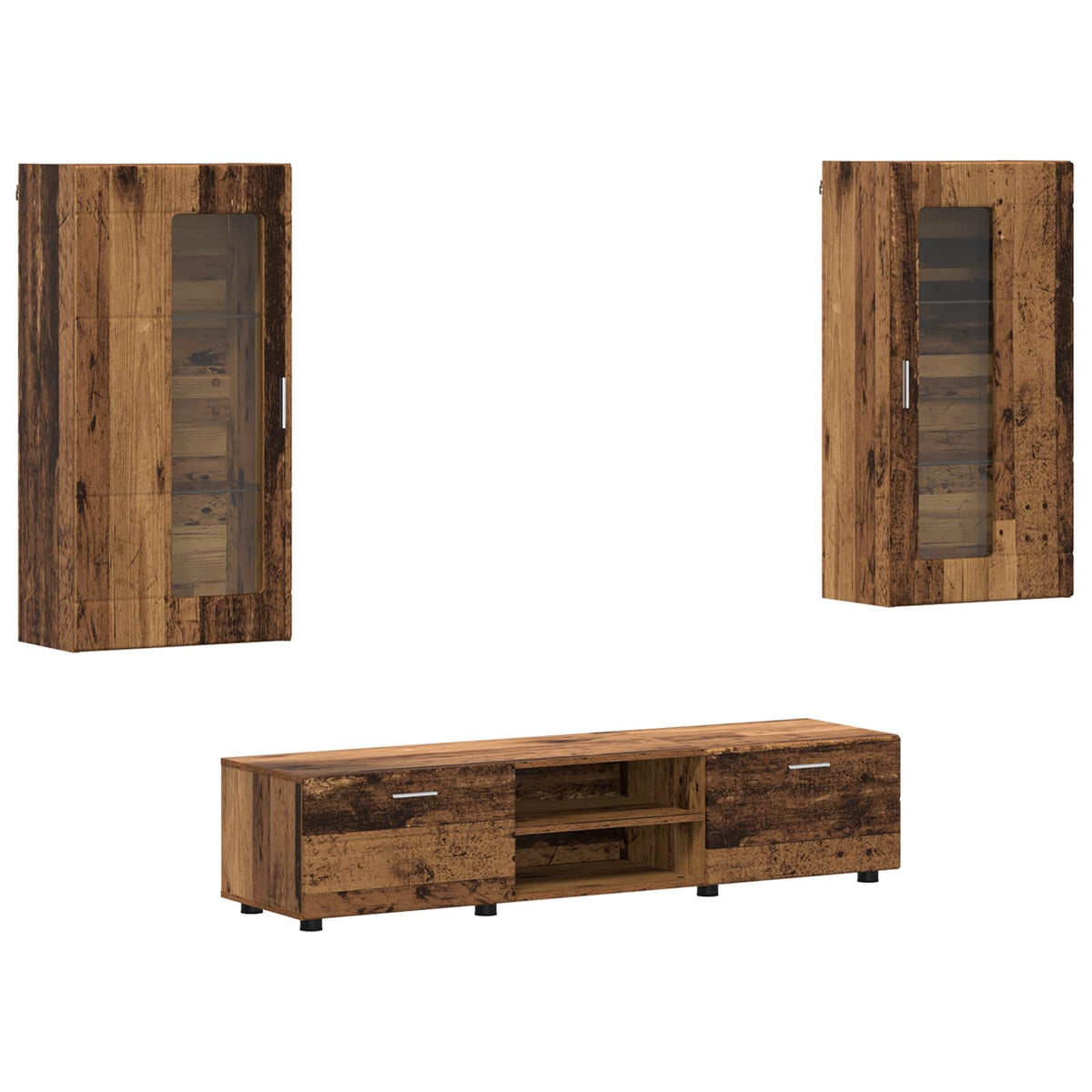 TV Cabinet Set FLORIN 3 pcs 150 x 39 x 30 cm Old wood Wall cabinet +TV cabinet with 2 drawers