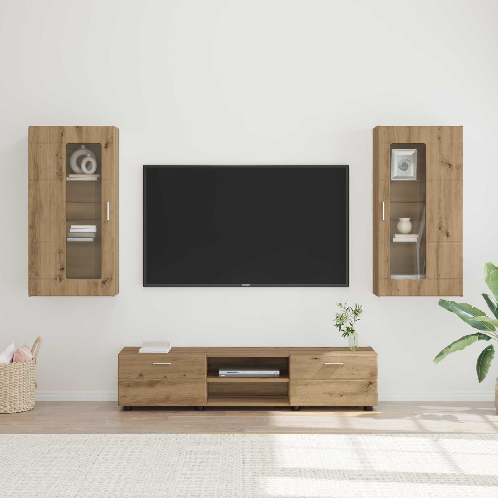 vidaXL TV Cabinet Set FLORIN 3 pcs Artisan Oak Engineered Wood 1