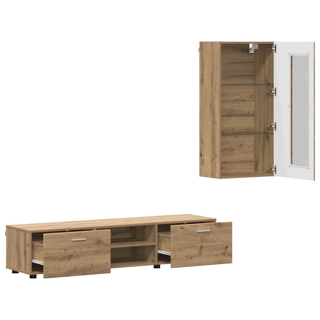 vidaXL TV Cabinet Set FLORIN 3 pcs Artisan Oak Engineered Wood 5