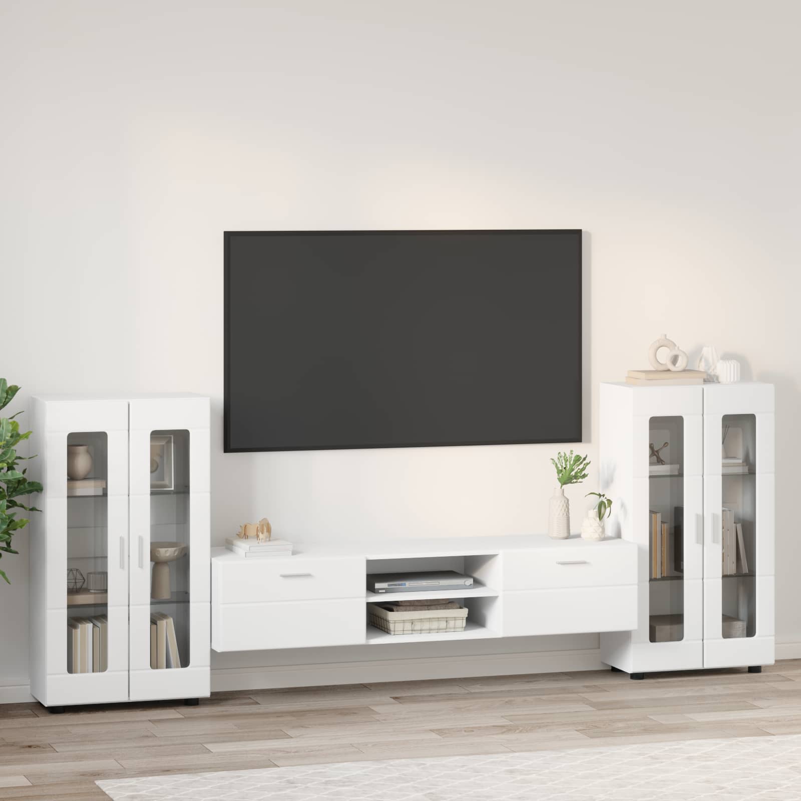 vidaXL TV Cabinet Set FLORIN 3 pcs White Engineered Wood 4