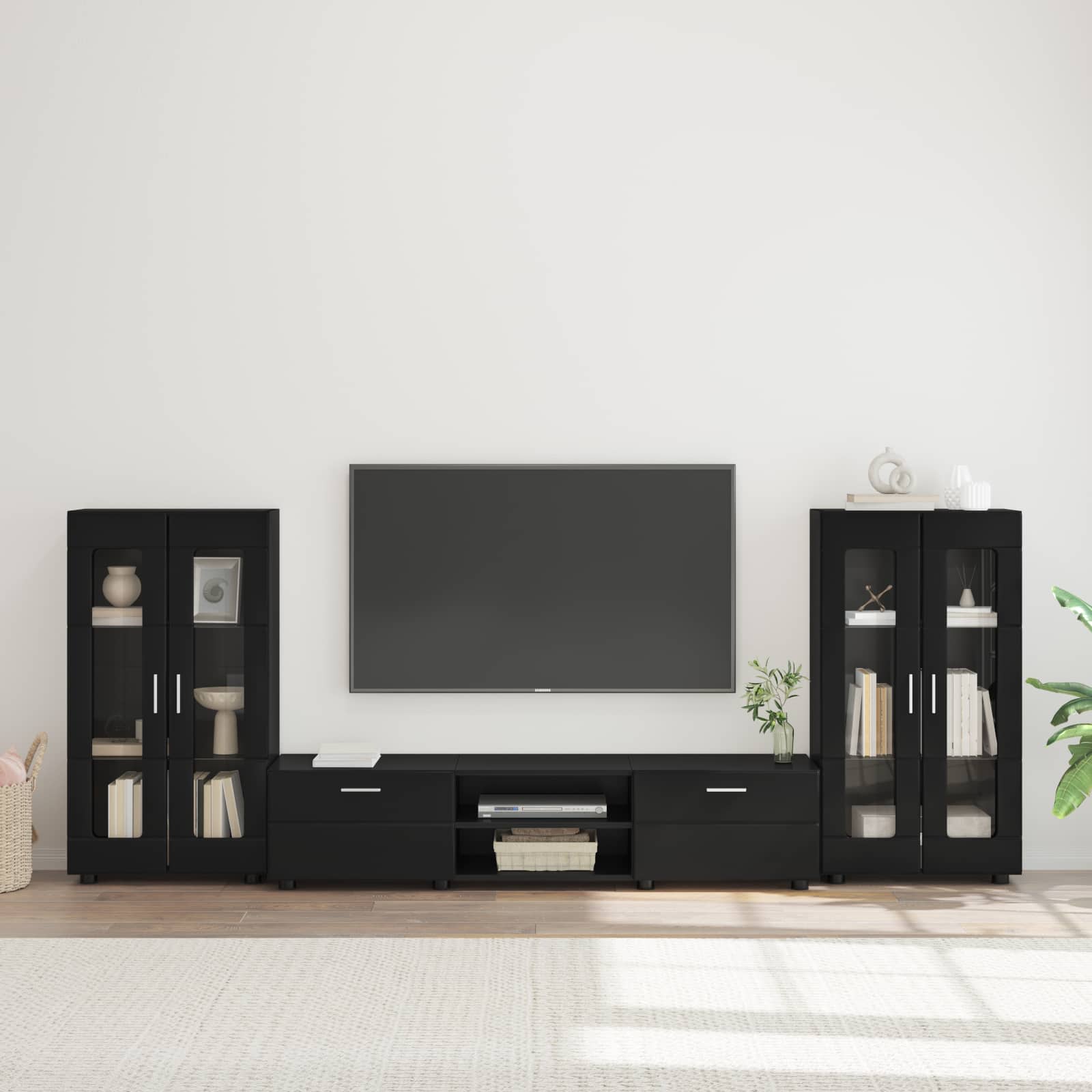 vidaXL TV Cabinet Set FLORIN 3 pcs Black Engineered Wood 1
