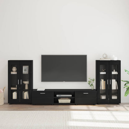 vidaXL TV Cabinet Set FLORIN 3 pcs Black Engineered Wood 1
