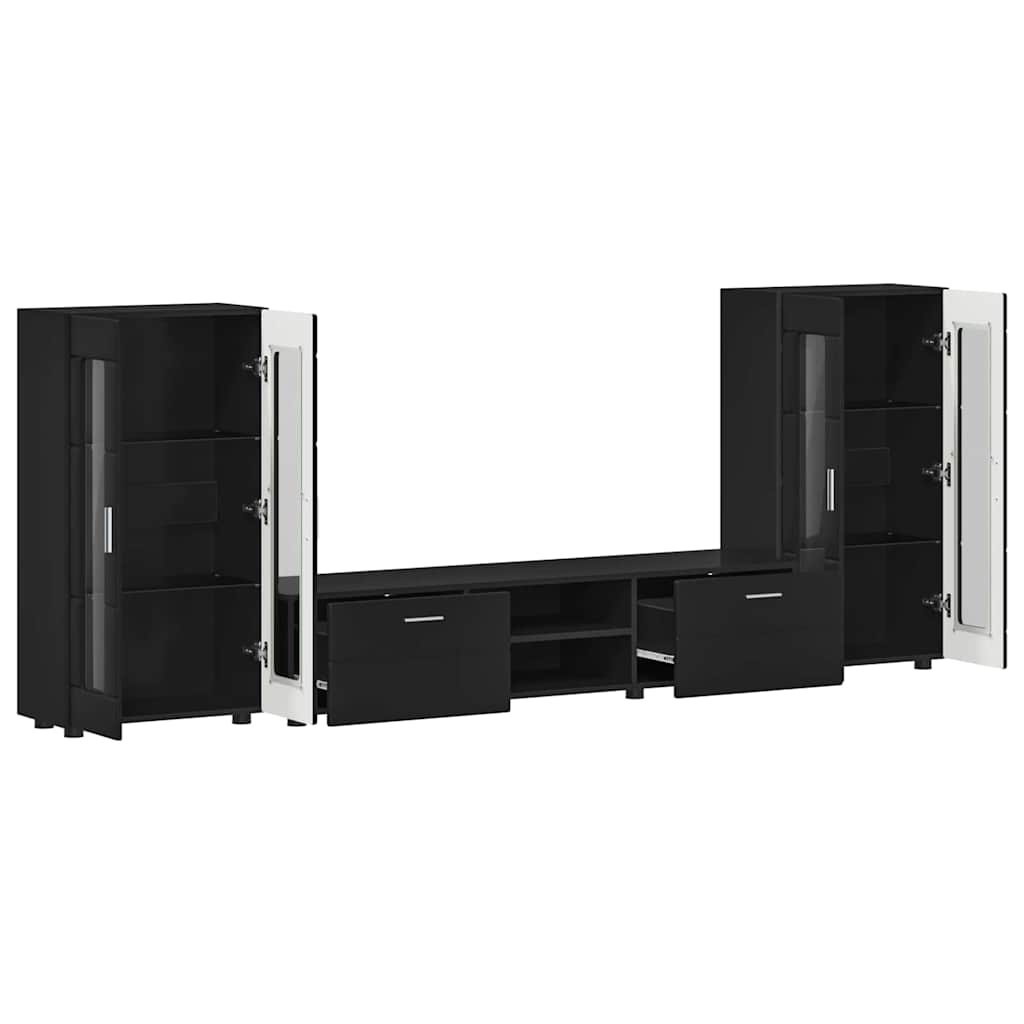 vidaXL TV Cabinet Set FLORIN 3 pcs Black Engineered Wood 5