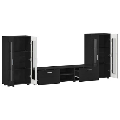 vidaXL TV Cabinet Set FLORIN 3 pcs Black Engineered Wood 5