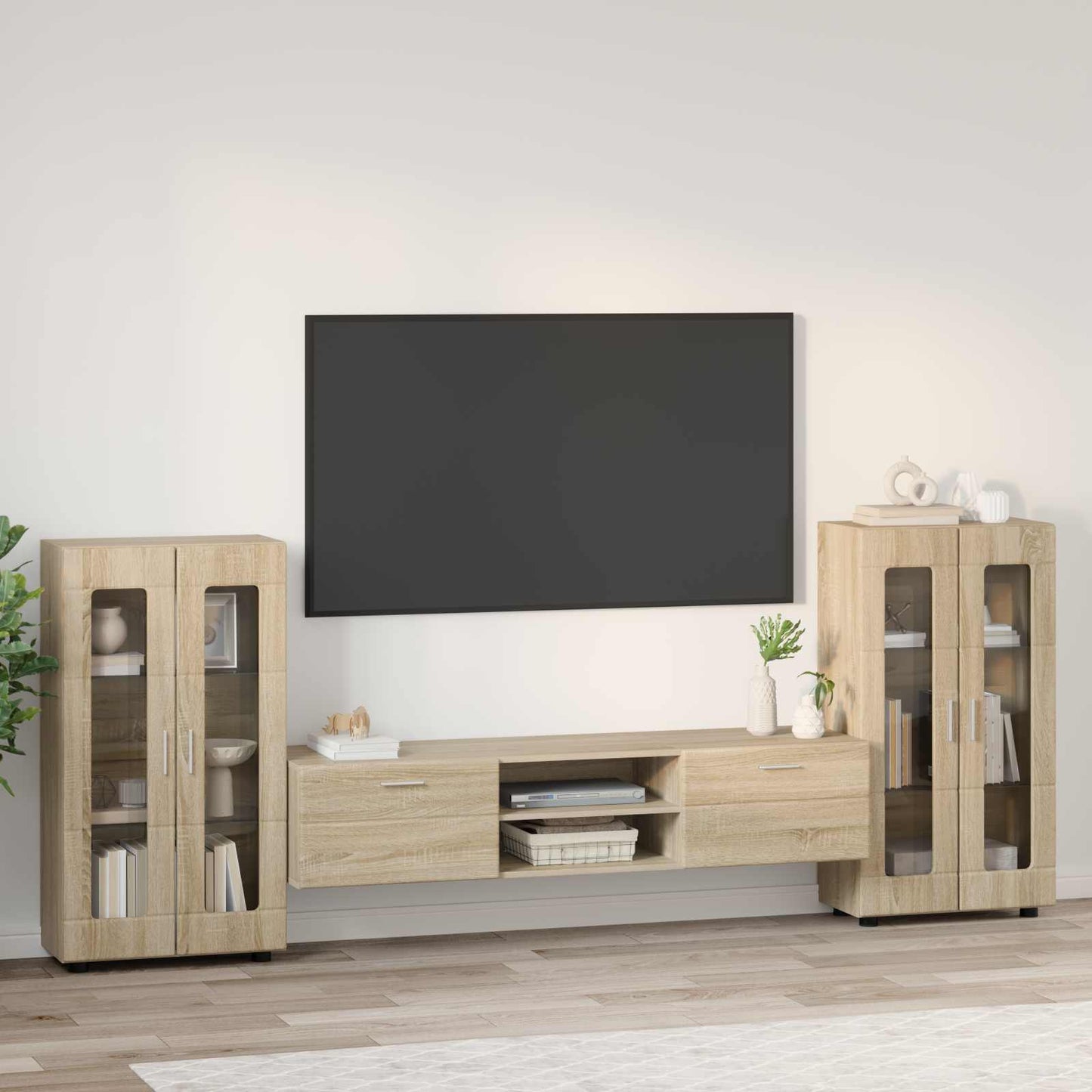 vidaXL TV Cabinet Set FLORIN 3 pcs Sonoma Oak Engineered Wood 4