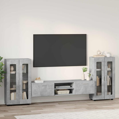vidaXL TV Cabinet Set FLORIN 3 pcs Concrete Grey Engineered Wood 4
