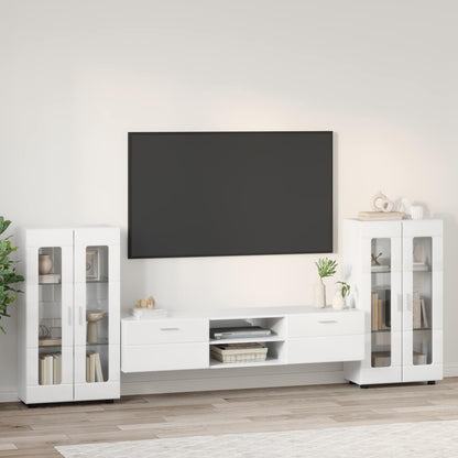 vidaXL TV Cabinet Set FLORIN 3 pcs High Gloss White Engineered Wood 4