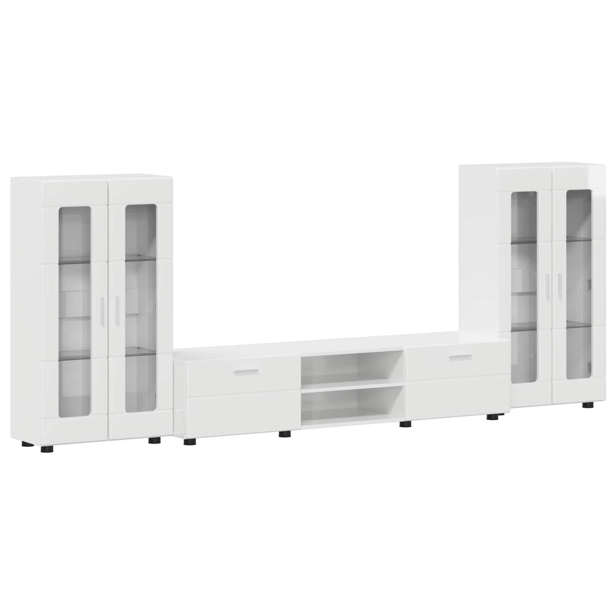 TV Cabinet Set FLORIN 3 pcs 150 x 39 x 30 cm High gloss white Freestanding cabinet +TV cabinet with 2 drawers