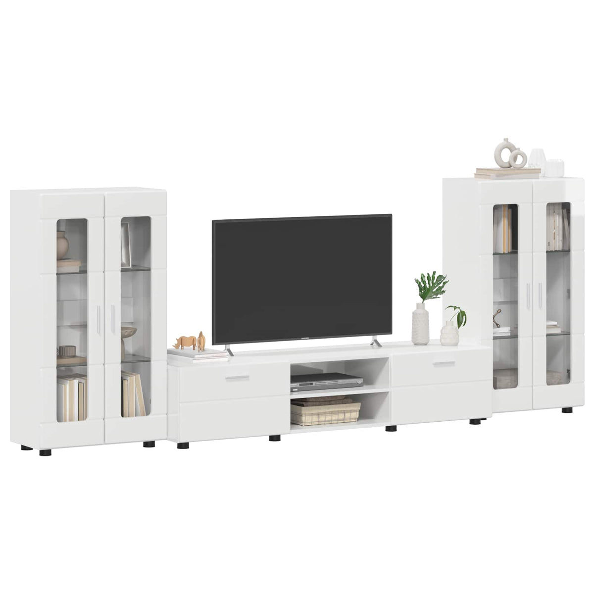 vidaXL TV Cabinet Set FLORIN 3 pcs High Gloss White Engineered Wood 3