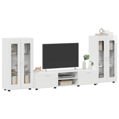 vidaXL TV Cabinet Set FLORIN 3 pcs High Gloss White Engineered Wood 3