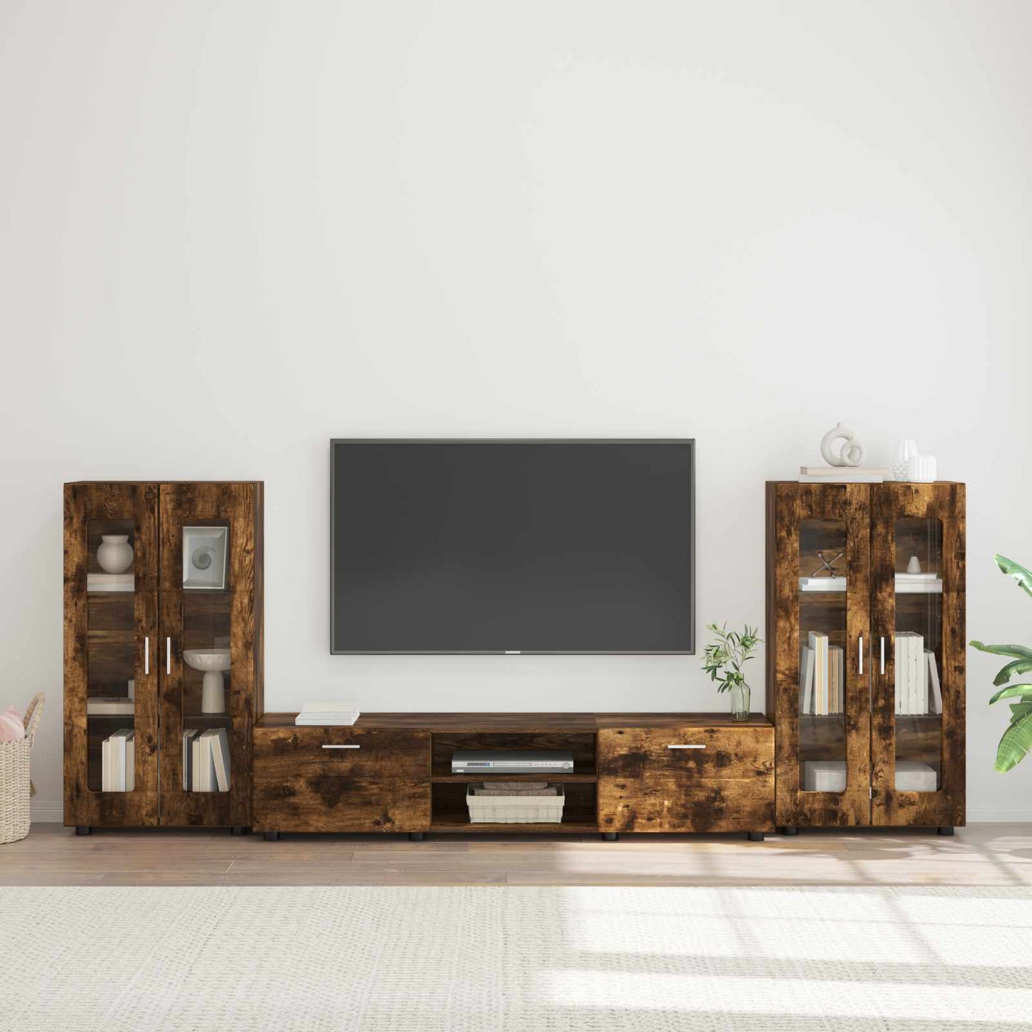 vidaXL TV Cabinet Set FLORIN 3 pcs Smoked Oak Engineered Wood 1