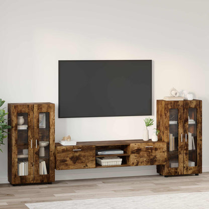 vidaXL TV Cabinet Set FLORIN 3 pcs Smoked Oak Engineered Wood 4