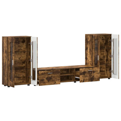 vidaXL TV Cabinet Set FLORIN 3 pcs Smoked Oak Engineered Wood 5