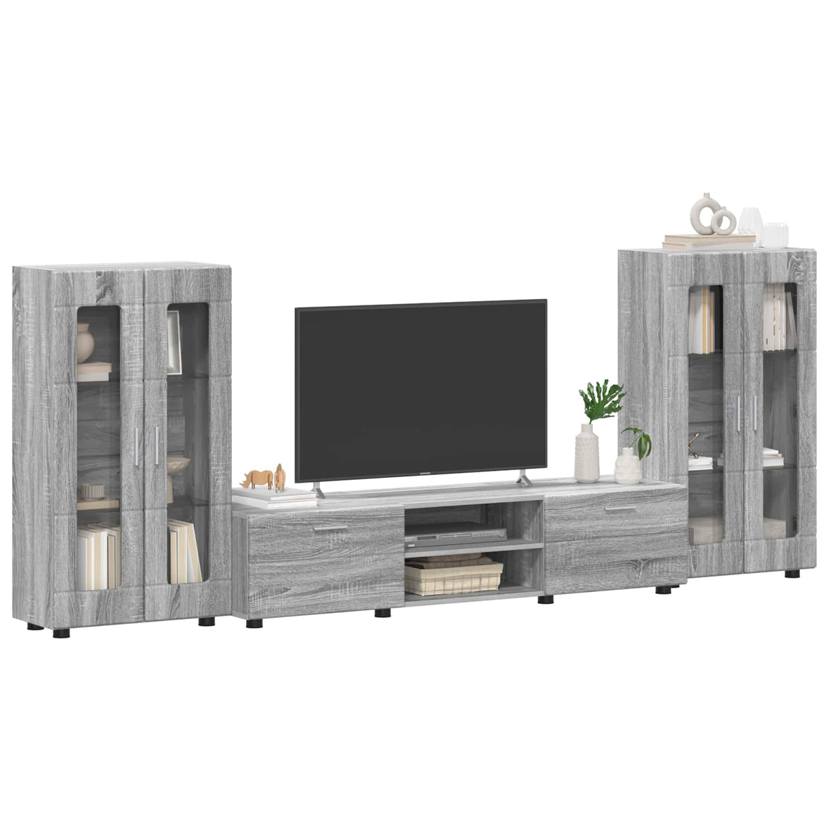 TV Cabinet Set FLORIN 3 pcs 150 x 39 x 30 cm Grey sonoma Freestanding cabinet +TV cabinet with 2 drawers