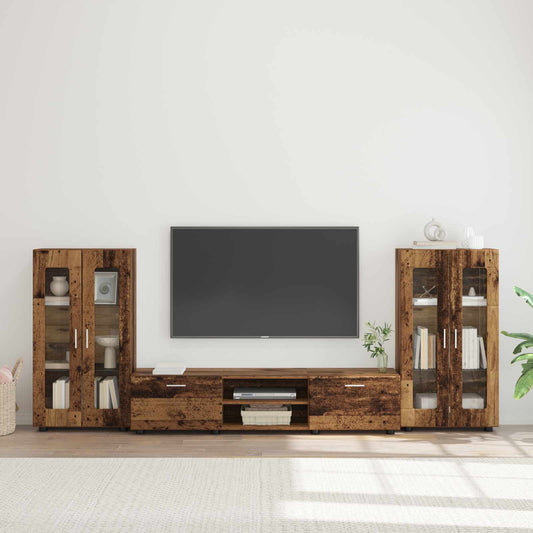 vidaXL TV Cabinet Set FLORIN 3 pcs Old Wood Engineered Wood 1