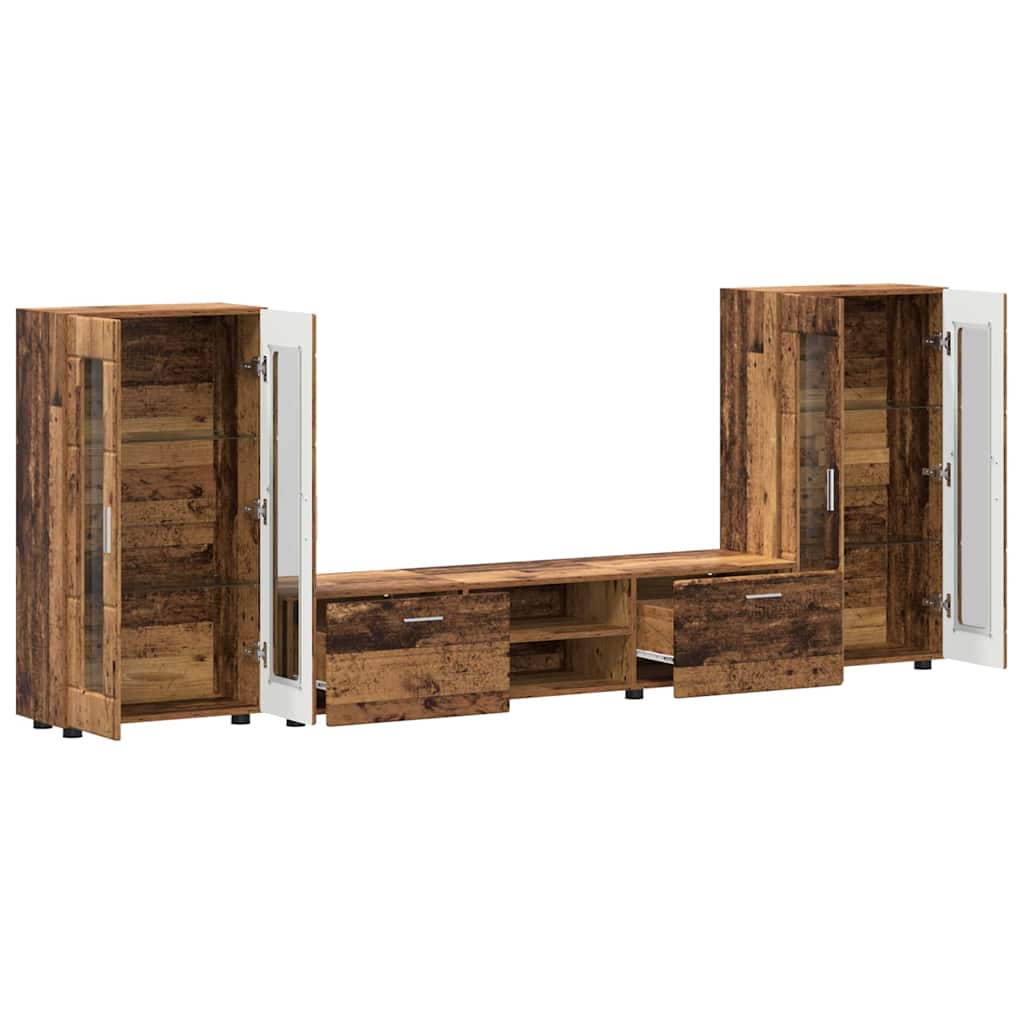 vidaXL TV Cabinet Set FLORIN 3 pcs Old Wood Engineered Wood 5