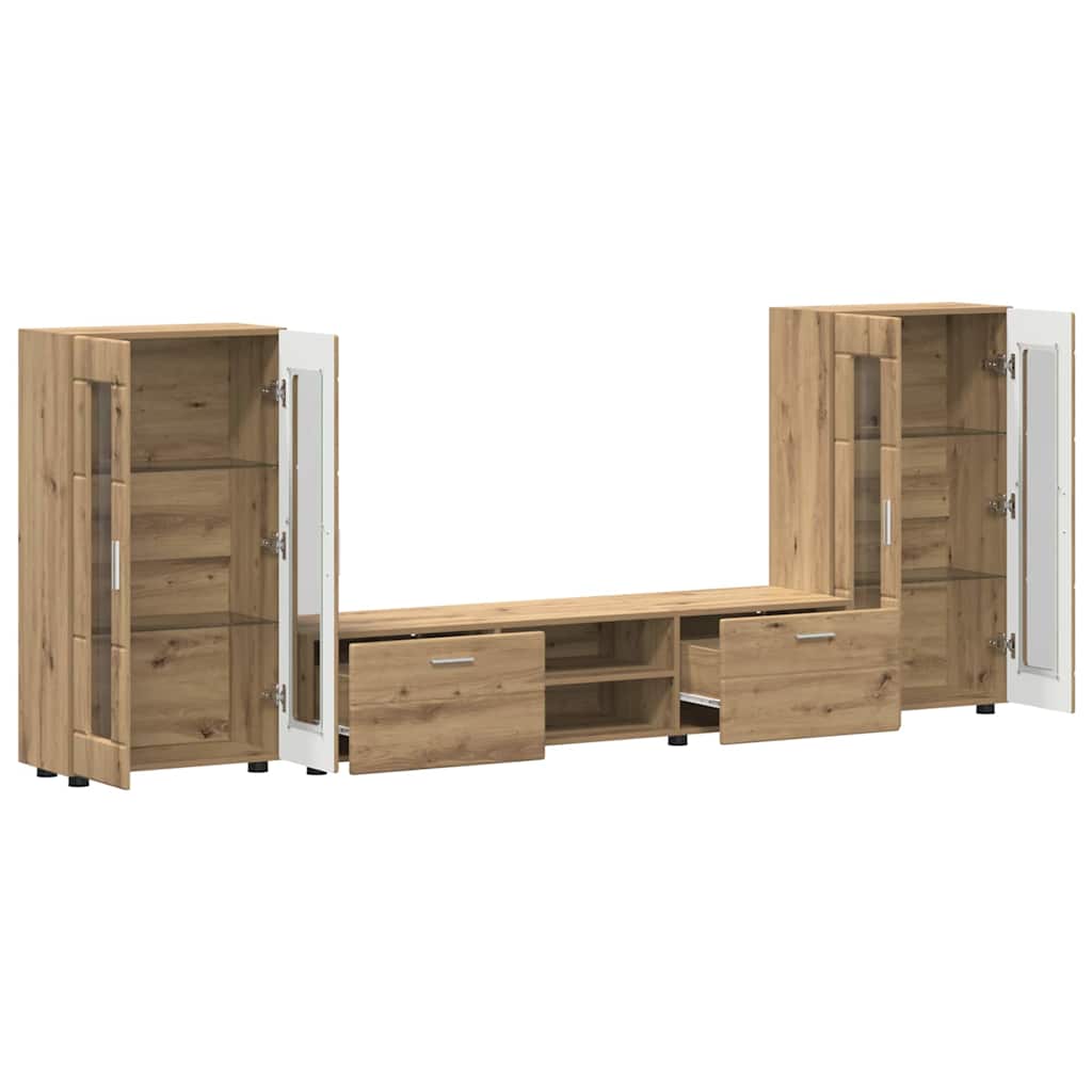 vidaXL TV Cabinet Set FLORIN 3 pcs Artisan Oak Engineered Wood 5