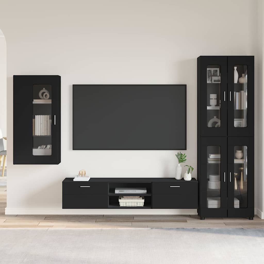 vidaXL TV Cabinet Set FLORIN 3 pcs Black Engineered Wood 1