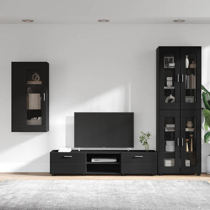 vidaXL TV Cabinet Set FLORIN 3 pcs Black Engineered Wood 4