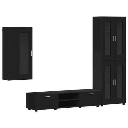vidaXL TV Cabinet Set FLORIN 3 pcs Black Engineered Wood 2