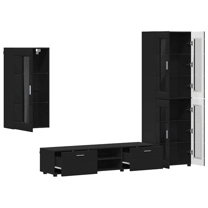 vidaXL TV Cabinet Set FLORIN 3 pcs Black Engineered Wood 5