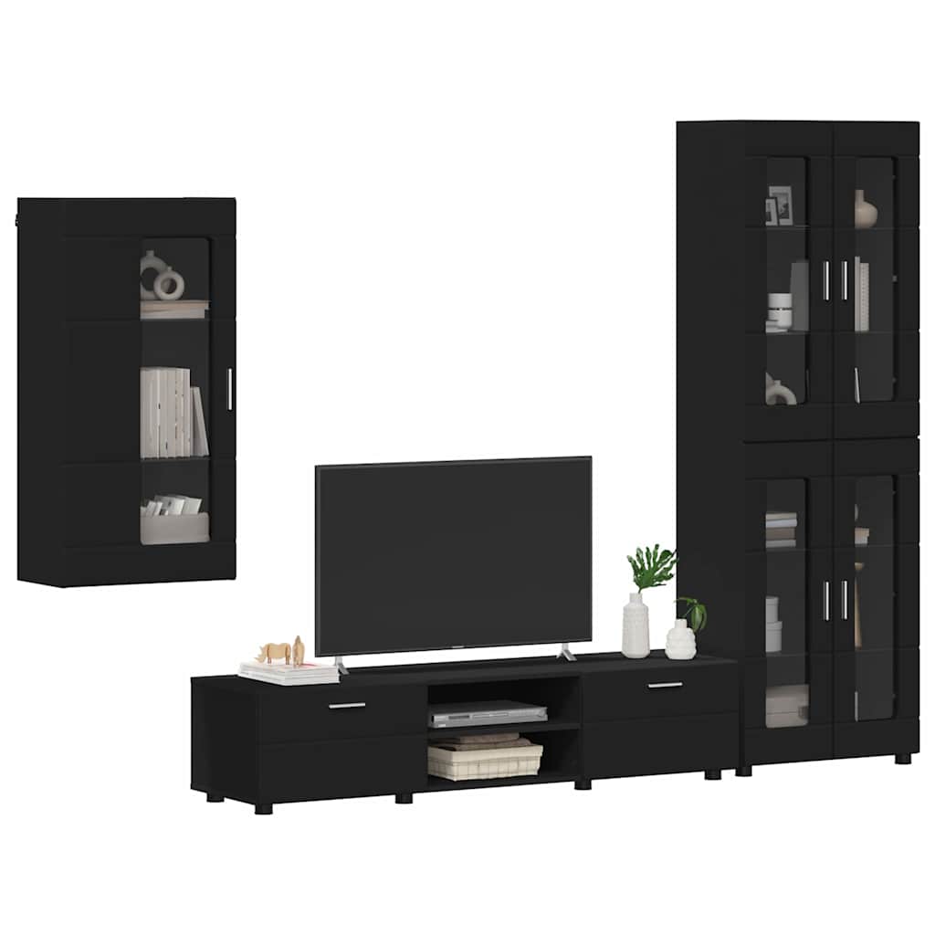 vidaXL TV Cabinet Set FLORIN 3 pcs Black Engineered Wood 3